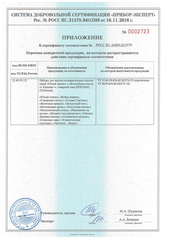 Сертификат соответствия «Юный химик» Страница 2